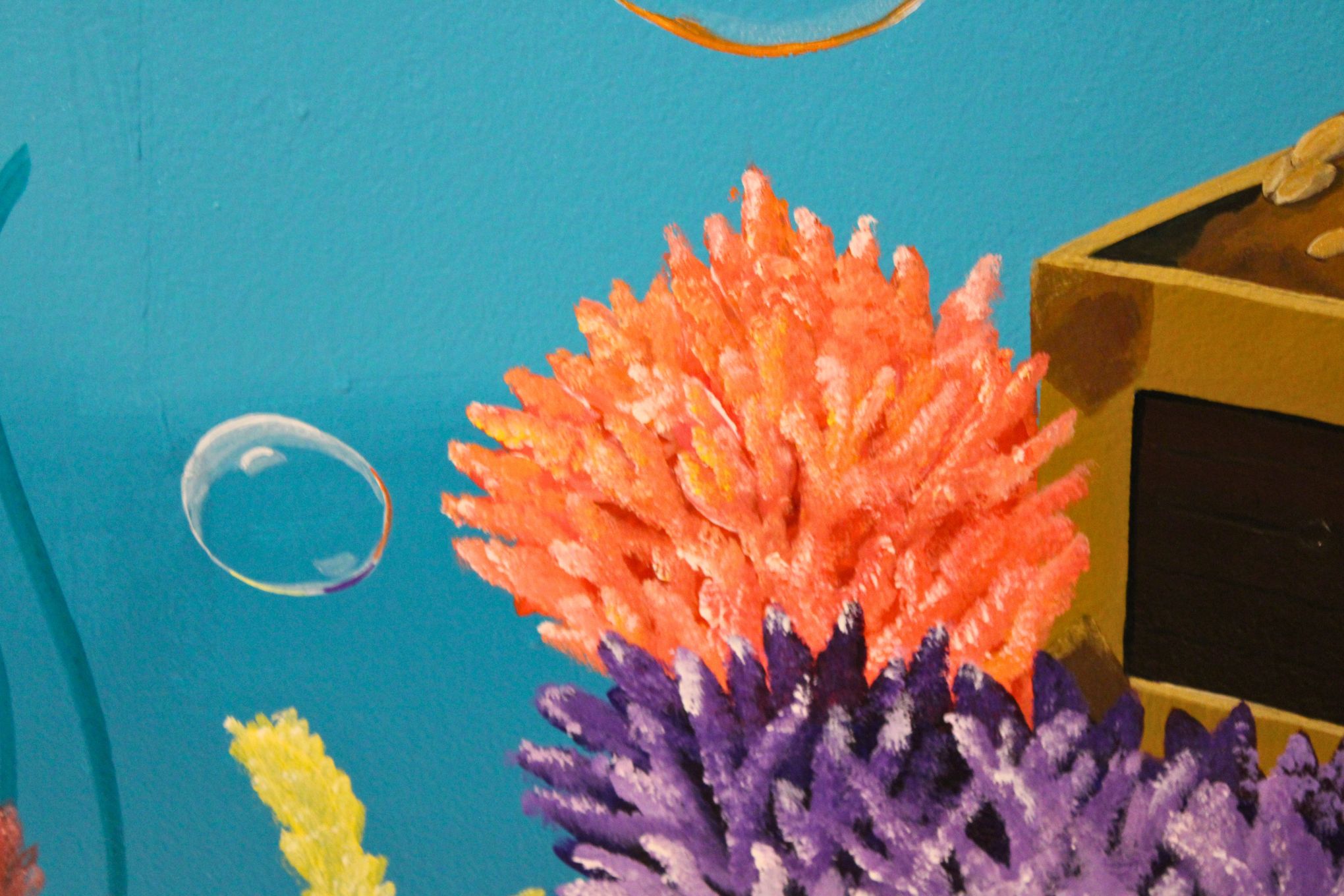 Close-up coral texture and bubble detail