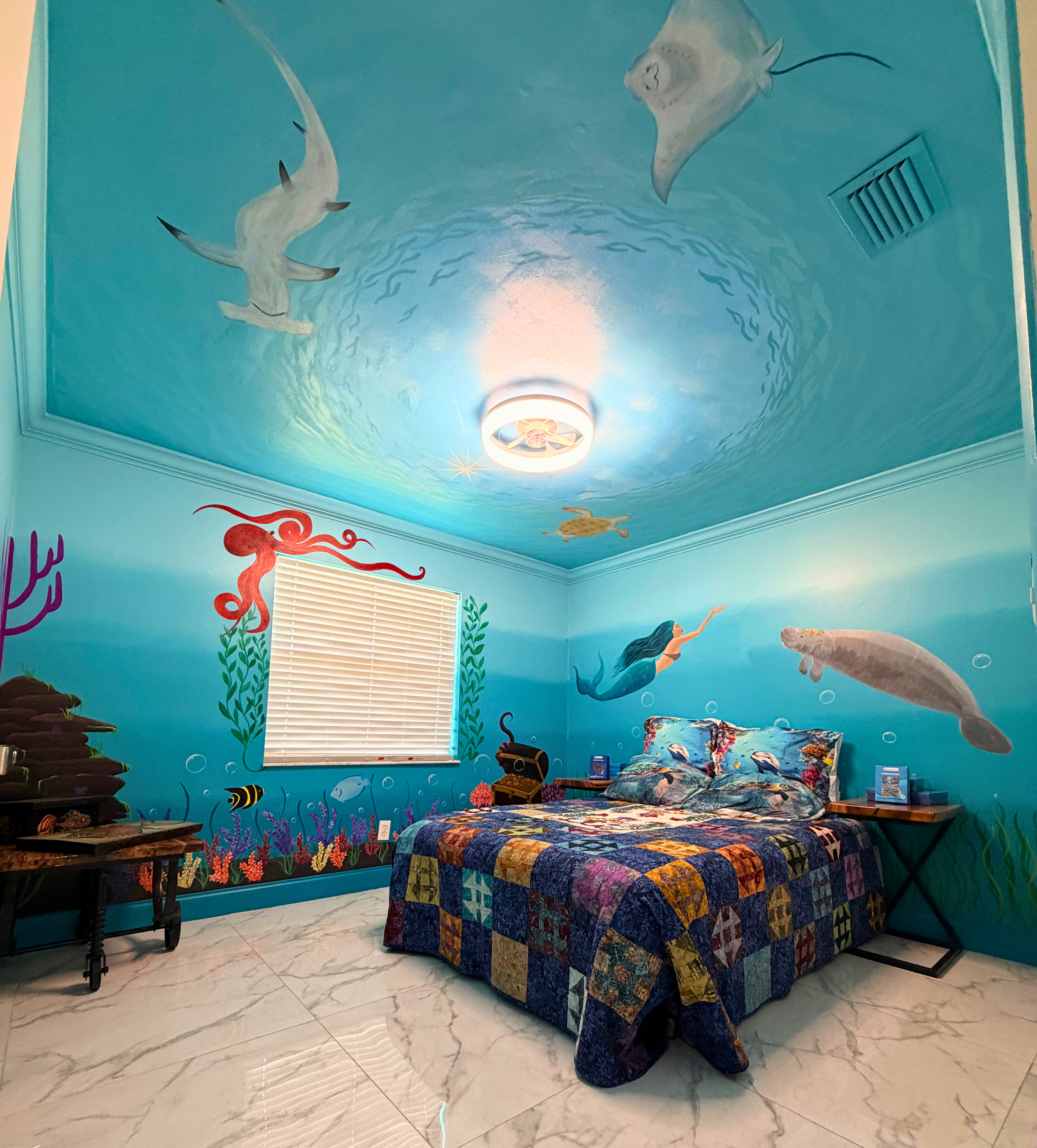 Finished room showing walls and ceiling installation