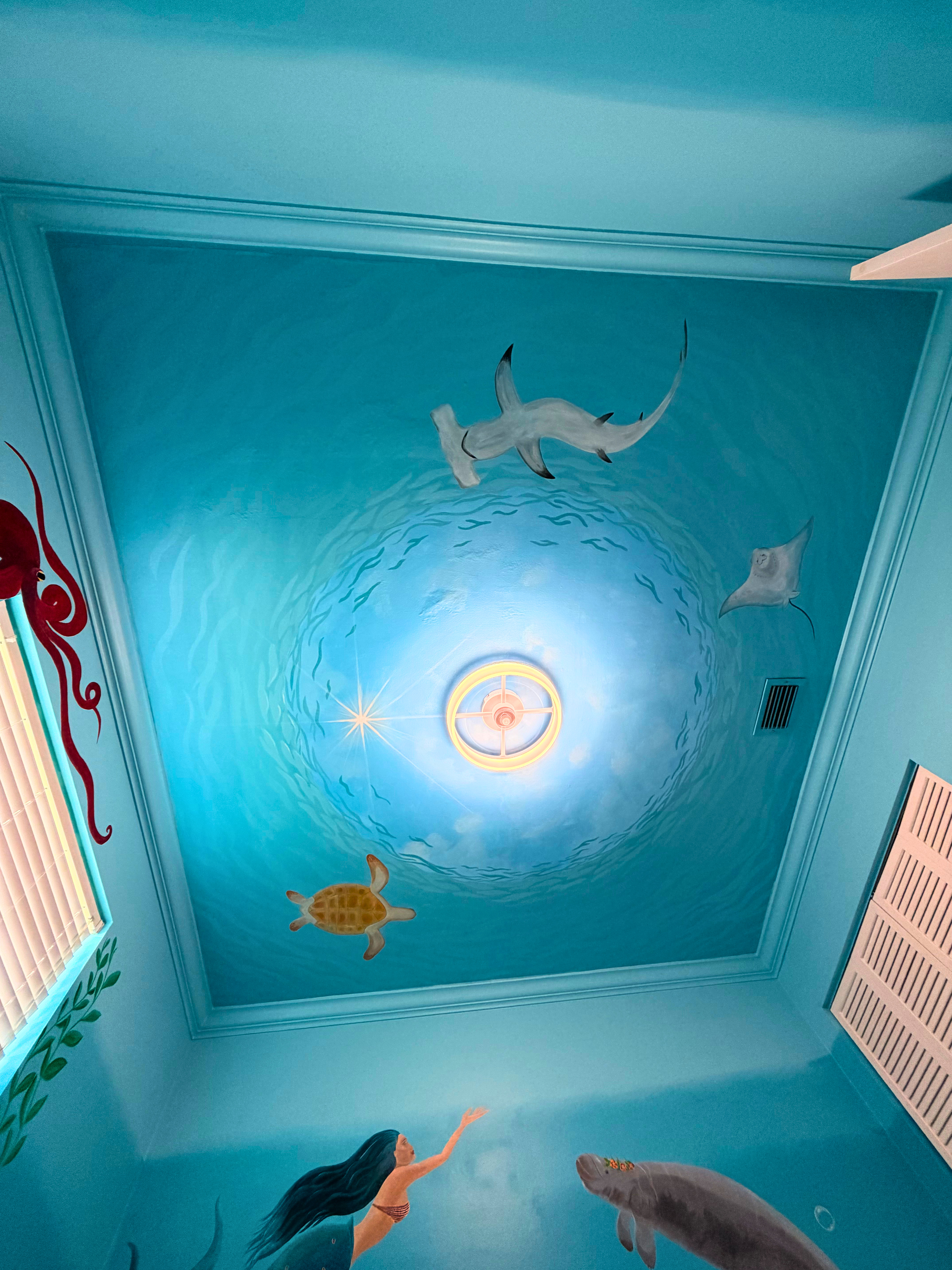 Overhead ocean ceiling mural on canvas